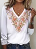 Women's Long Sleeve Tee T-shirt Spring/Fall Floral Jersey V Neck Daily Going Out Casual Top
