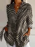 Women's Stripes Floral Long Sleeve Shirt Spring/Fall Shirt Collar Daily Casual Top