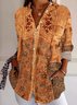 Women's Long Sleeve Shirt Spring/Fall Ethnic Shirt Collar Daily Going Out Vintage Top