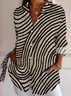 Women's Long Sleeve Shirt Spring/Fall Abstract Stripes Buttoned Shirt Collar Daily Going Out Casual Top