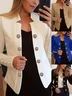 Women's Spring/Fall Outerwear Casual Buckle Plain Long Sleeve V Neck Jacket