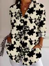 Women Floral Long Sleeve Shirt Spring/Fall Buttoned Shirt Collar Daily Vintage Top