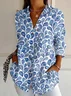 Women's Long Sleeve Shirt Spring/Fall Striped Four-Side Projectile Shawl Collar Daily Going Out Casual Top