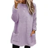 Women's Long Sleeve Spring/Fall Plain Fluff/Granular Fleece Fabric Dress Crew Neck Daily Going Out Casual Midi H-Line
