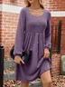 Women's Long Sleeve Summer Plain Dress Crew Neck Balloon Sleeve Daily Going Out Casual Knee Length A-Line