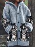 Women Cat Long Sleeve Hoodie Casual Spring/Fall Cardigan Outerwear
