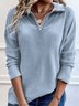 Women's Long Sleeve Blouse Spring/Fall Plain Jersey Shawl Collar Daily Going Out Casual Top