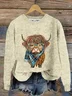 Women's Winter 3D Printing Casual Long Sleeve Crew Neck Knitted Sweater