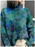 Women's Mock Neck Floral Vintage Spring/Fall Long Sleeve Sweatshirt