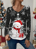 Women's Long Sleeve Tee T-shirt Spring/Fall Christmas Jersey V Neck Daily Going Out Casual Top