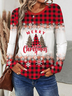 Women's Long Sleeve Tee T-shirt Spring/Fall Plaid Jersey Crew Neck Daily Going Out Casual Top