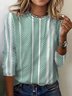 Women's Long Sleeve Tee T-shirt Spring/Fall Striped Jersey Crew Neck Daily Going Out Casual Top