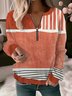 Women's Crew Neck Striped Casual Spring/Fall Long Sleeve Sweatshirt