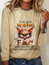 Women's Long Sleeve Blouse Spring/Fall Cat Crew Neck Daily Going Out Casual Top