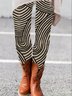 Women's Casual Abstract Stripes Jersey All Season Long Leggings