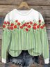Women's Crew Neck Floral Casual Spring/Fall Cotton Long Sleeve Sweatshirt