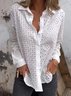 Women Plain Long Sleeve Shirt Spring/Fall Shawl Collar Daily Casual Top