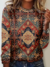 Women's Long Sleeve Tee T-shirt Spring/Fall Ethnic Jersey Crew Neck Daily Going Out Casual Top
