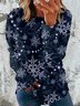 Women's Crew Neck Snowflake Casual Spring/Fall Cotton Long Sleeve Sweatshirt