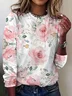 Women's Floral Long Sleeve Tee T-shirt Spring/Fall 3D Printing Crew Neck Casual Top