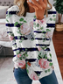 Women's Crew Neck Striped Casual Spring/Fall Long Sleeve Sweatshirt