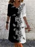 Women's Long Sleeve Summer Floral Jersey Dress V Neck Daily Going Out Casual Midi A-Line TUNIC