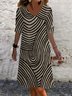 Women's Long Sleeve Summer Abstract Jersey Dress V Neck Daily Going Out Casual Midi A-Line TUNIC