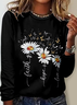 Women Floral Long Sleeve Tee T-shirt Crew Neck Casual Spring/Fall Top