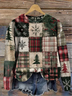 Women's Crew Neck Plaid Vintage Spring/Fall Long Sleeve Sweatshirt