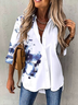 Women's Long Sleeve Shirt Spring/Fall Floral Shirt Collar Daily Going Out Casual Top