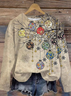 Women's Crew Neck Floral Casual Spring/Fall Long Sleeve Sweatshirt