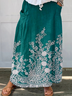 Women's Vintage 3D Printing Umbrella Spring/Fall Linen Skirt
