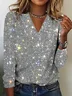 Women's Short Sleeve Tee T-shirt Summer Geometric Glitter V Neck Daily Going Out Casual Top