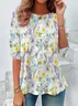 Women's Long Sleeve Tee T-shirt Spring/Fall Floral Jersey Crew Neck Daily Going Out Casual Top