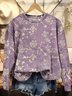 Women Floral Crew Neck Casual Spring/Fall Long Sleeve Sweatshirt