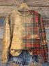 Women's Crew Neck Plaid Casual Spring/Fall Long Sleeve Sweatshirt