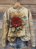Women's Crew Neck Floral Casual Spring/Fall Long Sleeve Sweatshirt