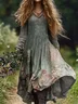 Women's Long Sleeve Spring/Fall Floral Jersey Dress V Neck Daily Going Out Casual Maxi A-Line T-Shirt Dress