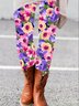 Women's Casual Floral Jersey All Season Long Leggings