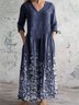 Women's Long Sleeve Spring/Fall Floral Jersey Dress V Neck Daily Going Out Casual Maxi A-Line T-Shirt Dress