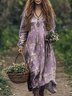 Women's Long Sleeve Spring/Fall Floral Jersey Dress V Neck Daily Going Out Casual Maxi A-Line T-Shirt Dress
