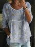 Women's Multicolor Block Half Sleeve Tee T-shirt Crew Neck Vintage Summer Top
