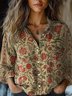 Women's Long Sleeve Shirt Spring/Fall Ethnic Shawl Collar Daily Going Out Vintage Floral Top