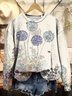 Women's Crew Neck Dandelion Casual Spring/Fall Long Sleeve Floral Sweatshirt