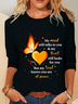Women's Long Sleeve Blouse Spring/Fall Text Letters Cotton-Blend Crew Neck Daily Going Out Casual Top