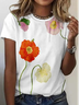 Women's Short Sleeve Tee T-shirt Summer Floral Crew Neck Casual Top