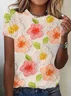Women's Short Sleeve Tee T-shirt Summer Floral Jersey Crew Neck Daily Going Out Casual Top