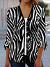 Women's Spring/Fall Outerwear Casual Zebra Jersey Shawl Jacket