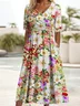 Women's Short Sleeve Summer Floral Dress V Neck Daily Going Out Casual Maxi A-Line