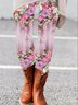 Women's Casual Floral Jersey All Season Long Leggings